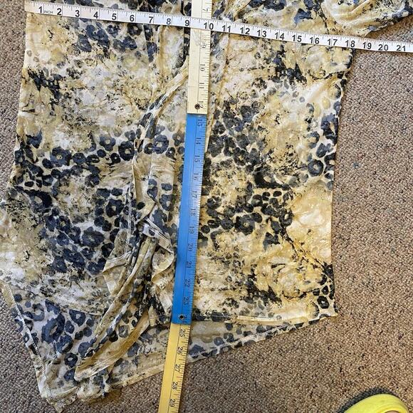 Skye's The Limit Top Women S Green Black Animal Print Mesh Layered Boho Beach - Picture 2 of 9